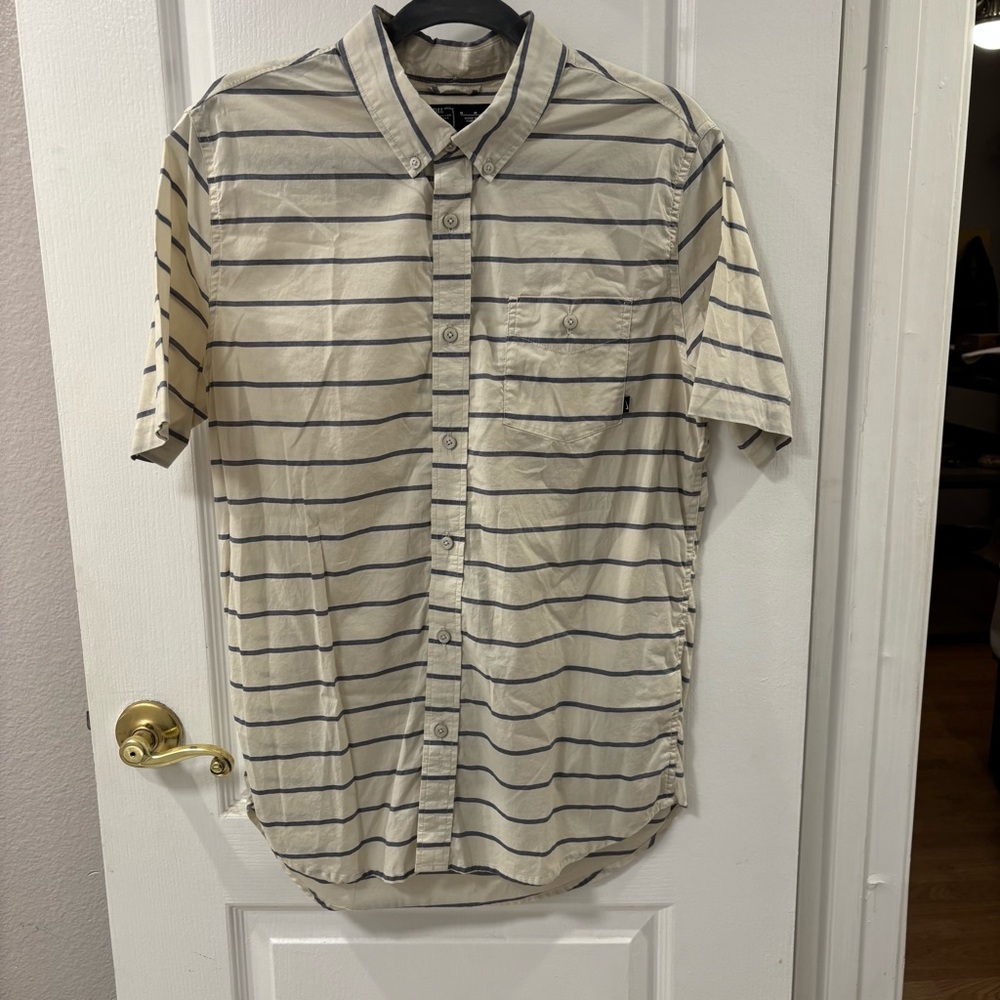 Nike Ivory and Navy Striped Button Down Shirt size M